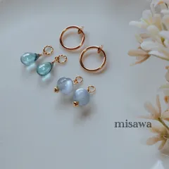 3点セット・ブルー系チャーム&フープイヤリング