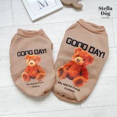 【閉店セール60%OFF】くまプリントトレーナー　くまデザイン　ブラウン　茶色　犬服　ペット服　小型犬