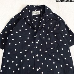 WACKO MARIA DOTS HAWAIIAN SHIRT ハワイアンシャツ アロハシャツ オープンカラー 開襟 コットン100% 綿100% 総柄 ドット柄 ショートスリーブ 半袖 Mサイズ ブラック 黒 ワコマリア