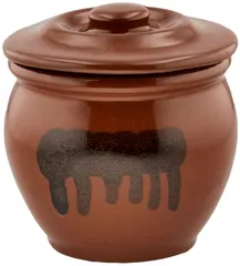【数量限定】茶色 丸型 保存容器 梅漬け ぬか漬け 樽 陶器 0.54L ミニ壺 漬物容器 リビング