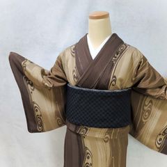 振袖単品 《SHF1004》 M～Lサイズ イエロー 唐草 牡丹 鈴蘭 身長