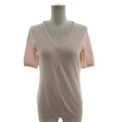 バナナリパブリック BANANA REPUBLIC ニット セーター Vネック 半袖 ウール ライトピンク S