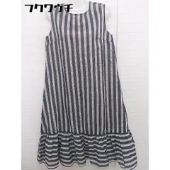 ◇ NOSTALGIA ストライプ マーメード ノースリーブ 膝下丈 ワンピース サイズM ブラック アイボリー レディース  【1110060005163】