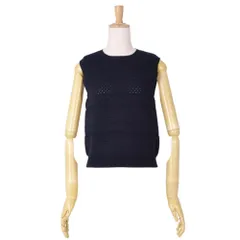 極美品 フォクシー FOXEY ニット ノースリーブ ARIA アリア 42089 コットン 無地 トップス レディース 38(M相当) ネイビーのサムネイル