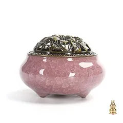 香炉 陶器製 蓋付き 濃紫色 M250412-214