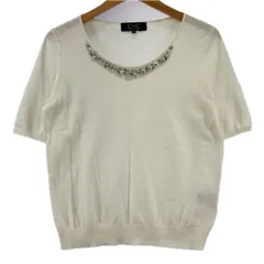 COUP DE CHANCE クードシャンス ビジュー付き ニットカットソー size38/アイボリー