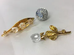 S【ヴィンテージ】スワロフスキー ブローチ3点セット すずらん アクセサリー レディース 花モチーフ
