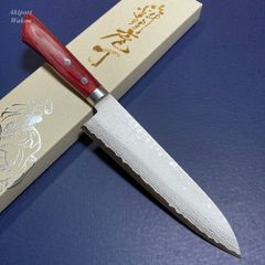 訓平作　牛刀　包丁　180ｍｍ　彩流　積層ダマスカス V金10号　赤柄　越前打刃物　増谷刃物製作