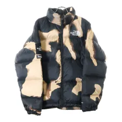 SUPREME (シュプリーム) 21AW ×THE NORTH FACE Bleached Denim Print Nuptse Jacket ノースフェイス ブリーチデニムプリント ヌプシ ダウンジャケット ブラック/ベージュ ND52100I
