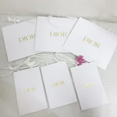 ディオール Dior 6枚セット 紙袋 ショッパー ショップ袋 純正 付属品 ロゴ サイズ違い 白 ホワイト ゴールド