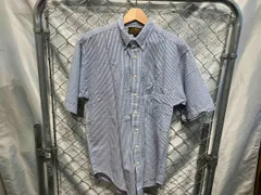 Eddie bauer エディーバウアー 80-90s USA製 黒タグ シアサッカー 半袖シャツ Mサイズ ストライプ
