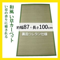 【特価】 い草 ござ【 約幅 87cm × 100cm 】撥水 抗菌 防カビ 防ダニ 裏地ウレタン 双目織 縁側 廊下 夏 天然素材 ラグ マット グリーン 緑 いぐさ イ草 廊下カーペット 廊下マット カーペット みちのく