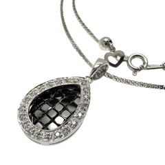 ブラックダイヤモンド/ダイヤモンド 計1.45ct ネックレス K18WGホワイトゴールド 18金  6.1g 45cm レディース 【中古】【真子質店】【NN】