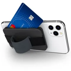 【即日発送】ic Suica カード パスも スマホケース全機種対応カードホルダー 定期入れ Android iPhone 名刺入れ。CardZip 手帳型ケース スマホ背面 ハンドストラップ Band 落下防止 携帯スタンド Grip、ブラック＋ミッドナイト
