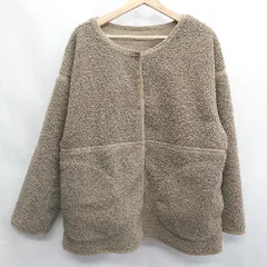 ■ ⊇ CLASSICAL ELF クラシカルエルフ ノーカラー 長袖 ボアコート サイズL ブラウン レディース E  【1409240017820】