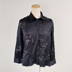 1305 ZARA  ザラ スパンコール エンブロイダリー レディース シャツ 刺繍 スパンコール XS