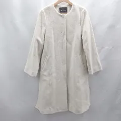 ◇ ⊇ green label relaxing ノーカラー ウール系 長袖 コート サイズ38 ホワイト系 レディース E  【1502180059193】