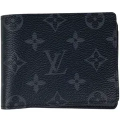 ルイ・ヴィトン Louis Vuitton ポルトフォイユ ミュルティプル 札入れ カード入れ 二つ折り財布 モノグラムエクリプス ブラック M61695 メンズ 【中古】