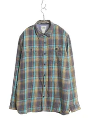 【お得なクーポン配布中!】 エルエルビーン チェック 長袖 ボタンダウン フランネル シャツ メンズ L 古着 長袖シャツ ネルシャツ オーガニック コットン マルチカラー
