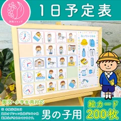 １日予定表 男の子用 お支度ボード スケジュール表 絵カード160枚分 視覚支援 保育教材 幼稚園 療育グッズ