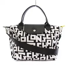 ロンシャン LONGCHAMP ル プリアージュ LE PLIAGE LGP Small TOTE 2WAY トートバッグ ショルダーバッグ 総柄 白 黒 /YM ■OF