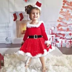 サンタコスチューム キッズ クリスマス コスプレ サンタ衣装　ワンピース　リボン付き　子供 女の子 サンタコスプレ キッズ サンタ服 イベント