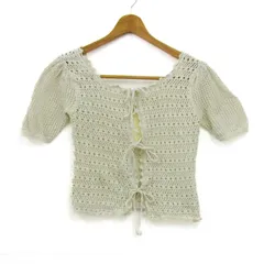 マウジー カーディガン トップス 半袖 透かし編み クロシェ レディース FREEサイズ ホワイト MOUSSY 【中古】