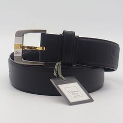 Excellent condition Christian Dior leather belt with silver hardware, black, men's belt. (Price: 2,000,000 NSK MTM)