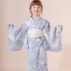 【サックス花柄】ワンピースにもなる浴衣　2WAYセパレート浴衣  キャサリンコテージ　TAK