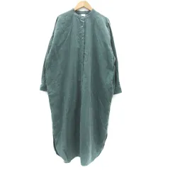 アーバンリサーチ ドアーズ URBAN RESEARCH DOORS シャツワンピース ロング丈 長袖 バンドカラー コーデュロイ One グリーン 緑 /YM21