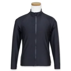 【ブラック】 ラッシュガード スクール 長袖 ファスナー フードなし 黒 紺 (1854735) 120 130 140 150 160 170cm 男の子 女の子 男子 女子 小学生 中学生 高校生 ジュニア キッズ スクール水着 前開き