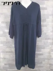 ◇ GLOBAL WORK グローバルワーク Vネック ニット 長袖 ロング カーディガン サイズF ネイビー レディース  【1104150005942】