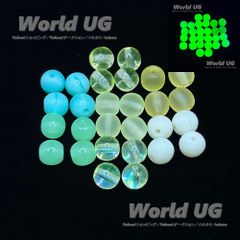 【最後の１セット】ウランガラス 丸ビーズ 6mm 7種×4粒 合計28粒 ブレスレッド用