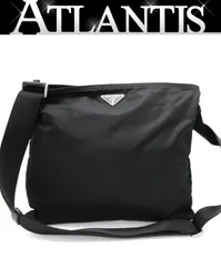 プラダ PRADA 三角ロゴ マチ無し ショルダーバッグ ナイロン 黒 【71338】