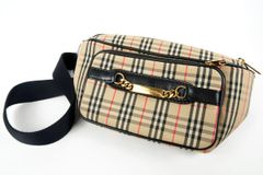 【超美品】BURBERRY バーバリー チェック ウエスト ボディバッグ ブラウン系 ブランド鞄【SU10】