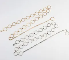 ゴールド＆シルバー 【SRrabbit】コーデが華やぐ！ チェーンベルト リングチェーンベルト ウェストチェーン レディースチェーンベルト ゴールドベルト シルバーベルト おしゃれ ベロア調巾着袋付 (ゴールド＆シルバー)