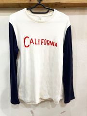 1729★Jackman/ジャックマン CALIFORNIAロゴプリントラグランTEE メンズ 長袖 Mサイズ ホワイト×ネイビー 長袖 アメカジ USED★