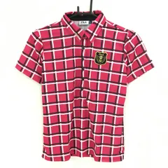 ★SALE価格★【超美品】フィラゴルフ 半袖ポロシャツ ピンク×黒 チェック  レディース L ゴルフウェア FILA GOLF