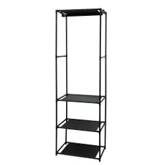 【迅速発送】トレードワン(TRADE ONE) ハンガーラック 3段 幅52cm×奥行36×高さ166.5cm 耐荷重10kg 棚板付き 組立簡単 軽量 大容量 ブラック 30694