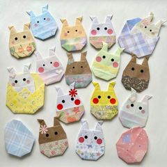 いちご うさぎ 折り紙ハンドメイド 折り紙リース 折り紙メダル