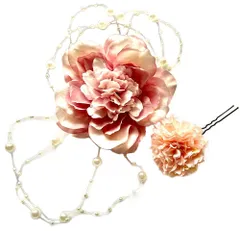 【特価】[Kugusa] 成人式 髪飾り セット 七五三 袴 振袖 着物 浴衣 和装 結婚式 造花 つまみ細工 パール 紐