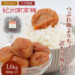 紀州南高梅干し　【2個セット】つぶれ梅よりちょっといい訳あり梅干し　800g×2個　選べる2種類　はちみつ梅　うす塩　無選別