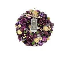 【新品】 ［ 2024年 mamawreath C ］ウィンターリース グリッター フラワーリース お花 玄関ドア プレゼント ギフト リース 玄関用 永遠の意味 Mサイズ:27cm(直径)×8cm(厚み) (mamawreath))) (ウィンター ピン 1