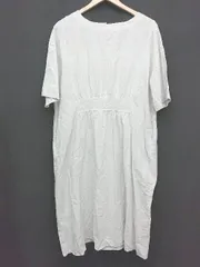 ◇ studio CLIP スタディオクリップ リネン混 七分袖 膝下丈 ワンピース サイズM ライトグレー系 レディース P  【1405290008931】