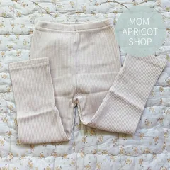 海外子供服リブレギンス 90サイズ アイボリー男女兼用