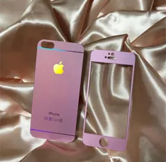 IPhone5/5s ガラスフィルム　絶版つや消し　前後２枚　全面保護　サラサラ　ピンク