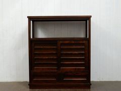 高級和家具・美品】 焼杉 浮造り 茶箪笥 飾り棚 違い棚 和モダン上棚