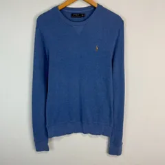 POLO RALPH LAUREN ポロラルフローレン ロンT 長袖Tシャツ ニット ワンポイントロゴ ロゴ刺繍 ブルー XSサイズ メンズ 古着 カジュアル