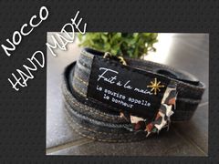 №715【BlackDENIM Remake SHOLDER🩷】デニムリメイク👖ネックストラップ♫ヒョウ柄✨️