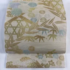 袋帯 西陣 川島織物 人物 風景柄 花模様 松竹梅 象牙色 O-5101